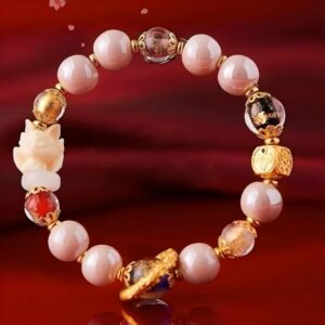 九尾狐粉瓷金环手链